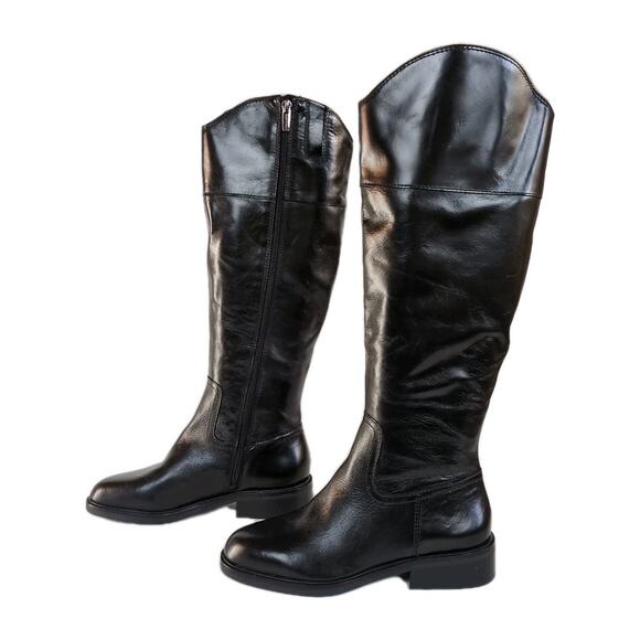 VINCE CAMUTO Alfella Knee High Riding Boot Black Leather Side Zip Women's 7 - Picture 5 of 8